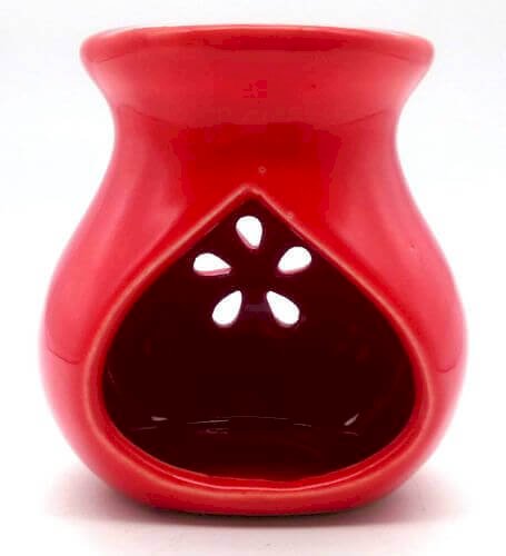 Brûleur d’Huile en Céramique Ajouré – Rouge Passion – 9 cm