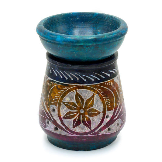 Petit Brûleur d'Huile en Stéatite Coloré 8cm - Fleur