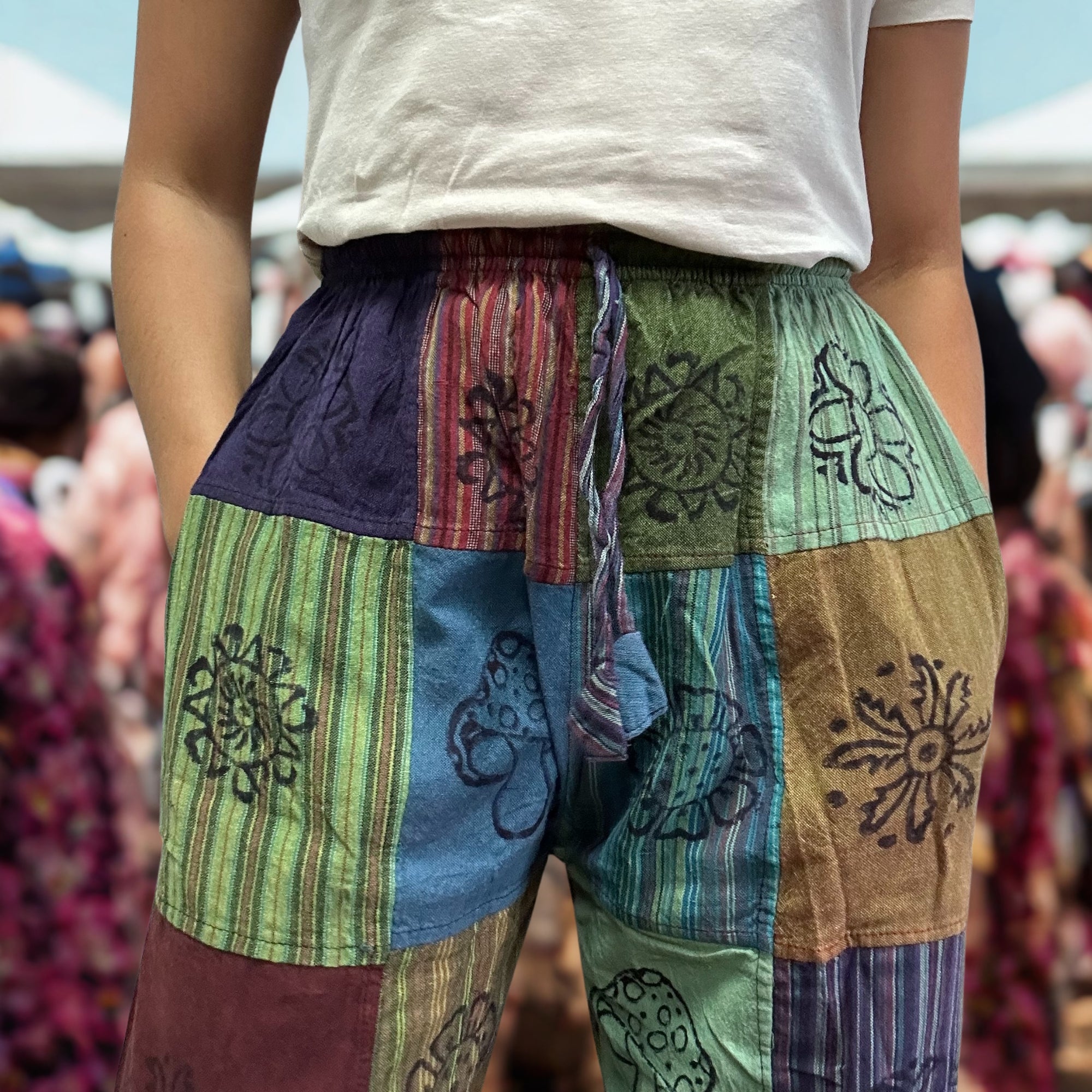 Nomad Sari - Pantalon Champignon - imprimés au Bloc - Tons Verts