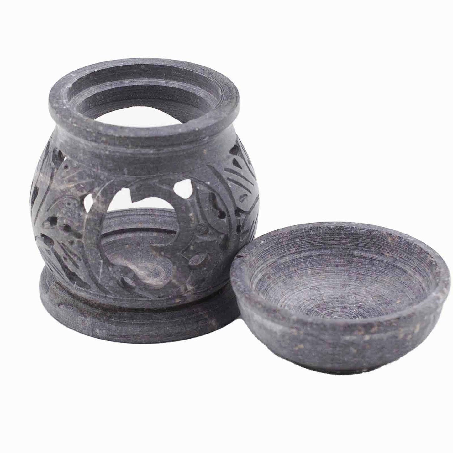 Petit Brûleur à Huile en Stéatite 8cm – Motif Om