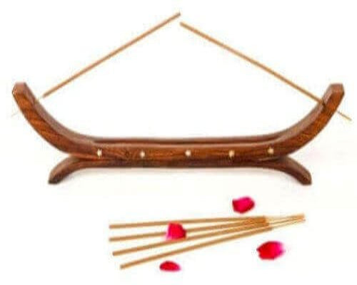 Porte-Encens Double Pirogue en Bois