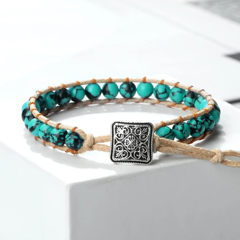 Bracelet hippie Vintage Artisanal – Perles de Yoga & Pierre Naturelle