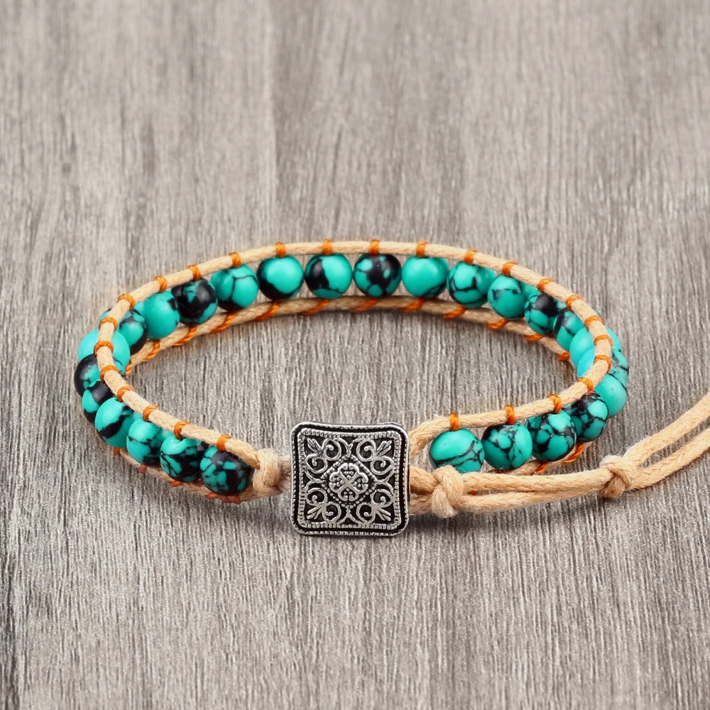 Bracelet hippie Vintage Artisanal – Perles de Yoga & Pierre Naturelle